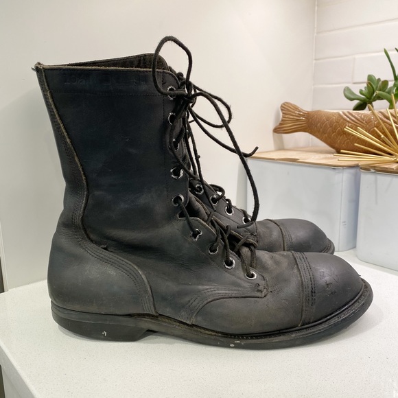 Vulcan Other - VTG Unbranded Mens 10.5W Vulcan Steel Toe Ankle Combat Work Boots Black Leather